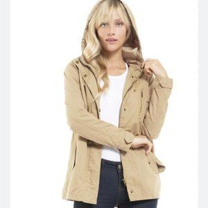 Love Tree Juniors Size small tan nude zip up hooded jacket